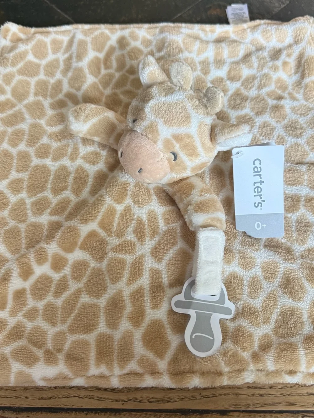 Carter's Tan & Cream Giraffe Plush Lovey Blankie